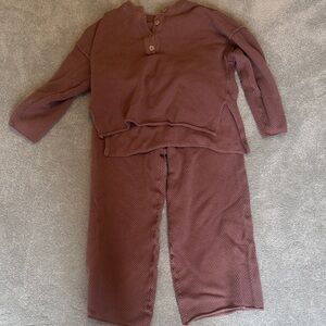 Women's Button-Up Sweatshirt Set in Mauve